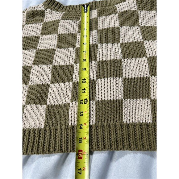 Blue Blush Women's Size Large Checkered Sweater Cropped Oversized - Picture 7 of 9